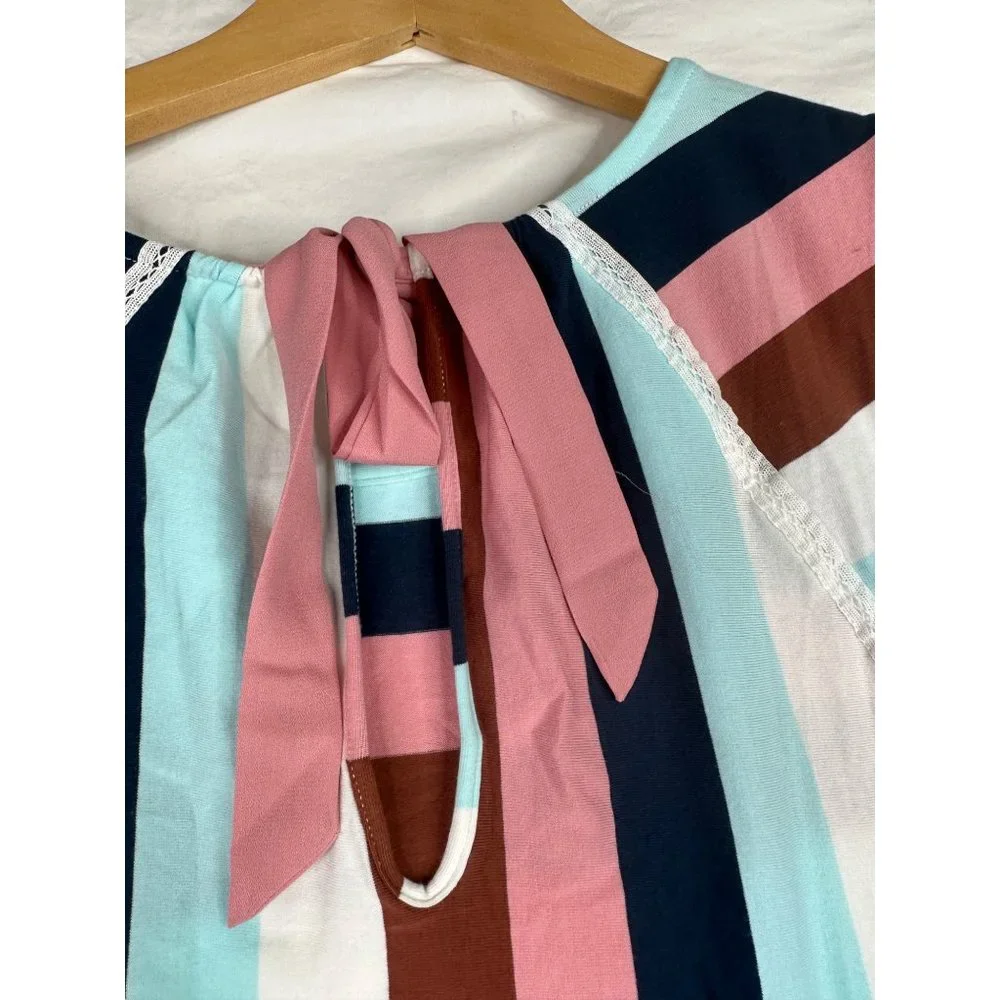 Matilda Jane Striped Tank Bow Back Detail Shirt sz Lg‎ Multicolor_5